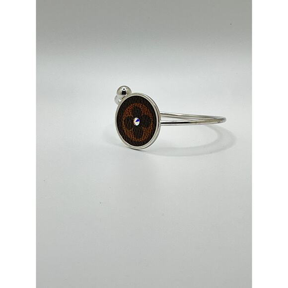 Louis Vuitton Monogram canvas Stainless Steel Bendable Bangle Bracelet Swarovski - Picture 3 of 13